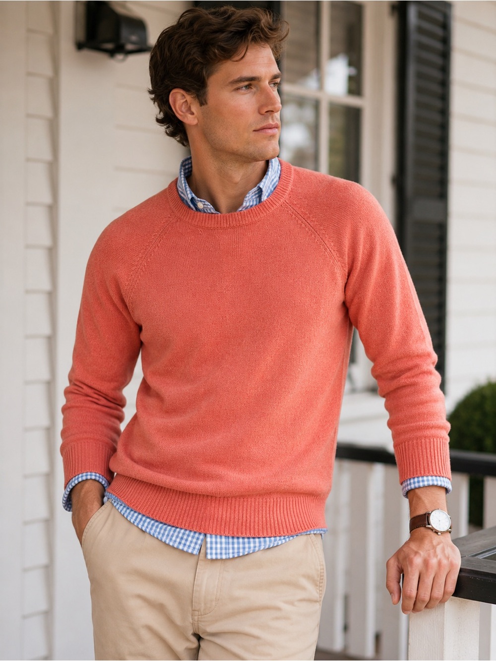 Murano Australia 100% Merino Wool Coral Salmon Crewneck Sweater XL
